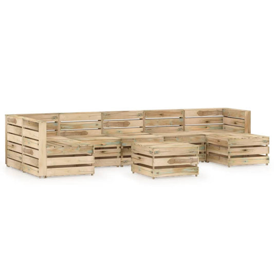 vidaXL 8 Piece Garden Lounge Set Green Impregnated Pinewood