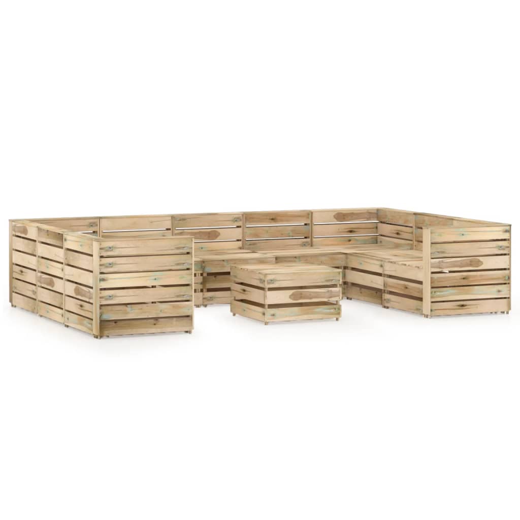 vidaXL 10 Piece Garden Lounge Set Green Impregnated Pinewood