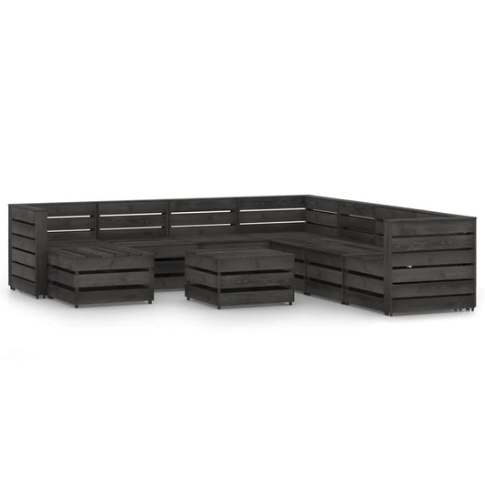 vidaXL 9 Piece Garden Lounge Set Grey Impregnated Pinewood