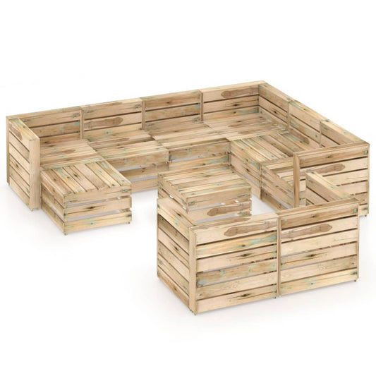 vidaXL 10 Piece Garden Lounge Set Green Impregnated Pinewood