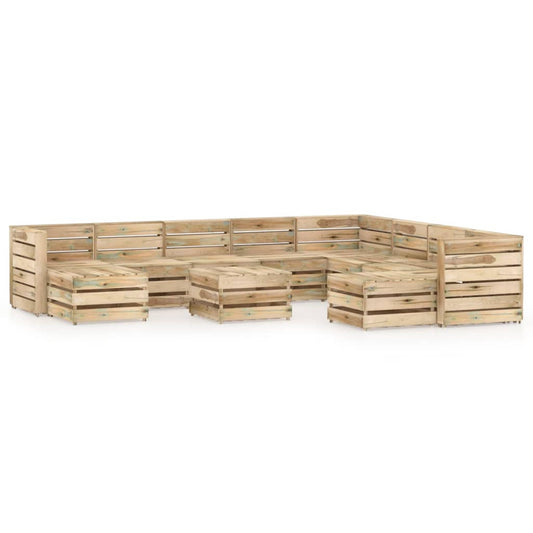 vidaXL 11 Piece Garden Lounge Set Green Impregnated Pinewood
