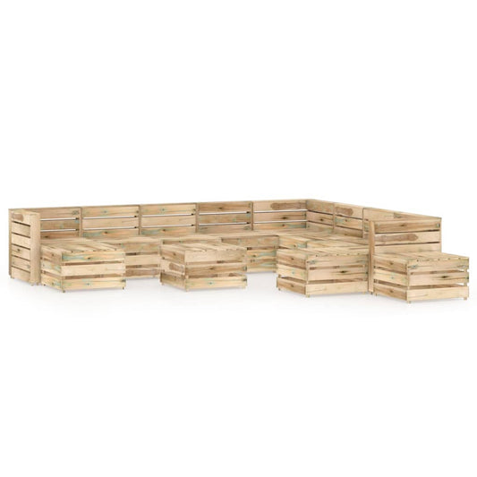 vidaXL 12 Piece Garden Lounge Set Green Impregnated Pinewood