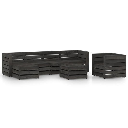 vidaXL 7 Piece Garden Lounge Set Grey Impregnated Pinewood