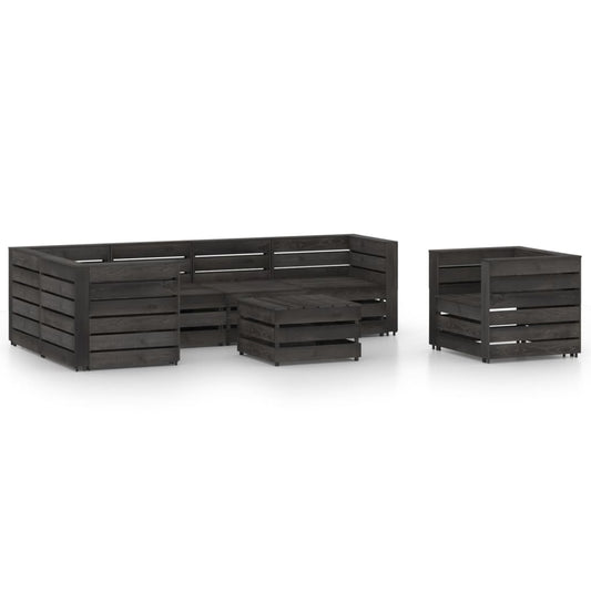 vidaXL 7 Piece Garden Lounge Set Grey Impregnated Pinewood