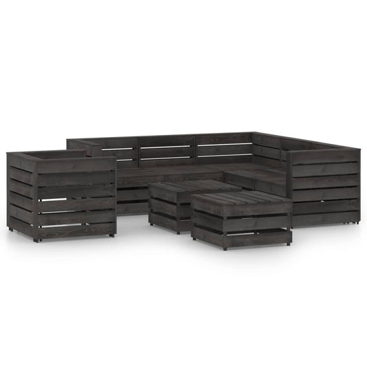 vidaXL 8 Piece Garden Lounge Set Grey Impregnated Pinewood