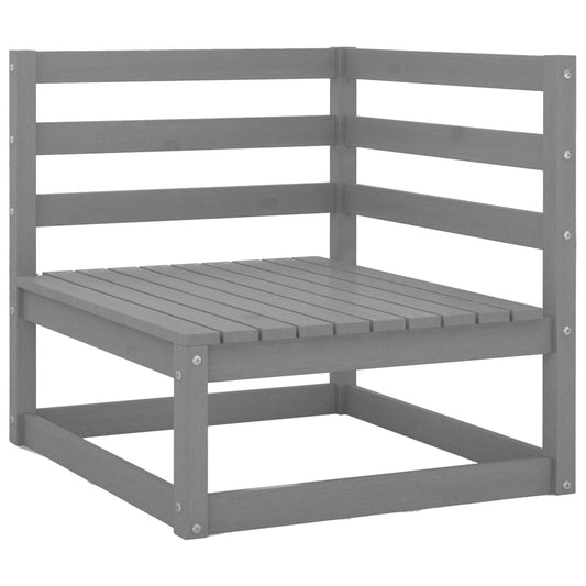 vidaXL Garden Corner Sofa Grey Solid Wood Pine