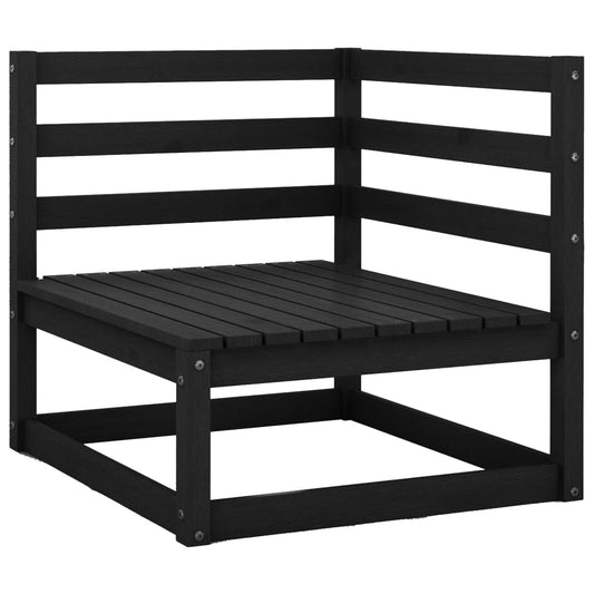 vidaXL Garden Corner Sofa Black Solid Wood Pine