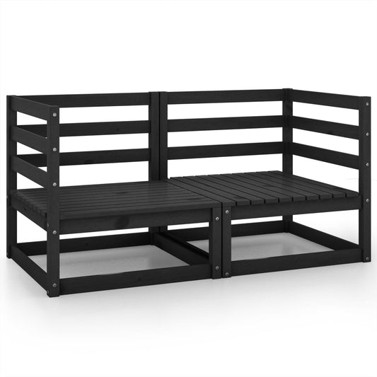 vidaXL Garden Corner Sofas 2 pcs Black Solid Wood Pine