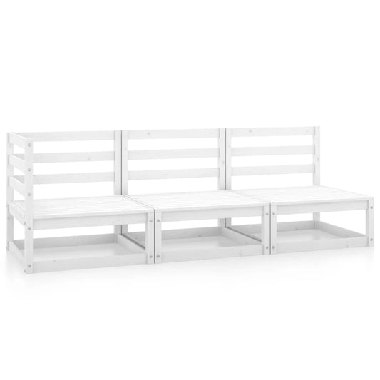 vidaXL 3 Piece Garden Lounge Set White Solid Pinewood