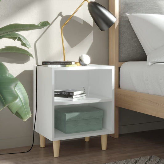 vidaXL Bed Cabinets with Solid Wood Legs 2 pcs White 40x30x50 cm