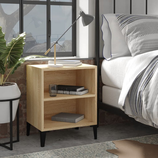 vidaXL Bed Cabinets with Metal Legs 2 pcs Sonoma Oak 40x30x50 cm
