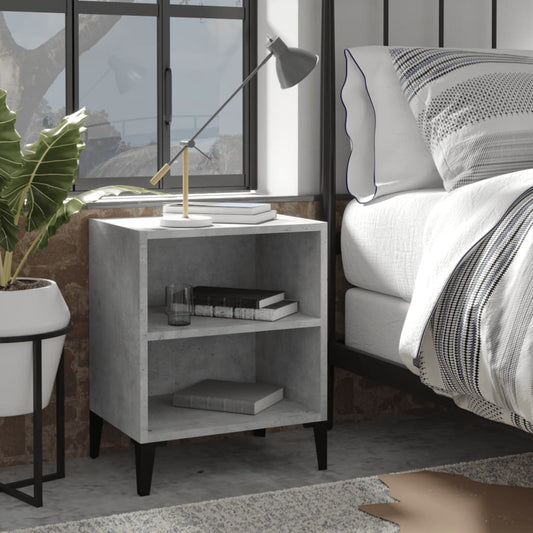 vidaXL Bed Cabinets with Metal Legs 2 pcs Concrete Grey 40x30x50 cm
