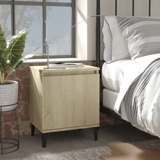 vidaXL Bed Cabinets with Metal Legs 2 pcs Sonoma Oak 40x30x50 cm