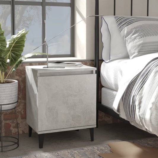 vidaXL Bed Cabinets with Metal Legs 2 pcs Concrete Grey 40x30x50 cm