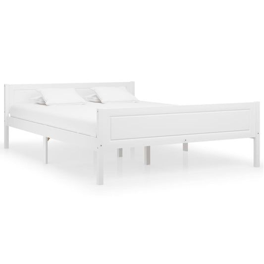 vidaXL Bed Frame Solid Pinewood White 140x200 cm
