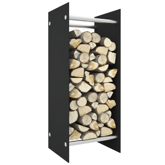vidaXL Firewood Rack Black 40x35x100 cm Tempered Glass