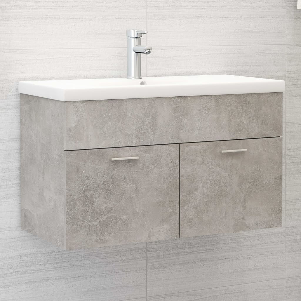 vidaXL Sink Cabinet with Built-in Basin Concrete Grey Engineered Wood