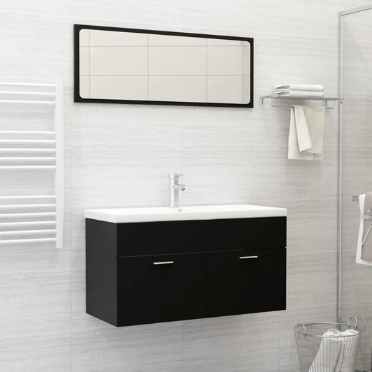vidaXL Bathroom Furniture Set Black Engineered Wood