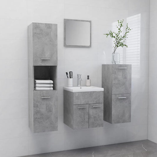 vidaXL Bathroom Furniture Set Concrete Grey Engineered Wood