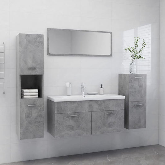 vidaXL Bathroom Furniture Set Concrete Grey Engineered Wood