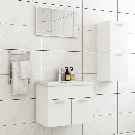 vidaXL Bathroom Furniture Set High Gloss White Engineered Wood