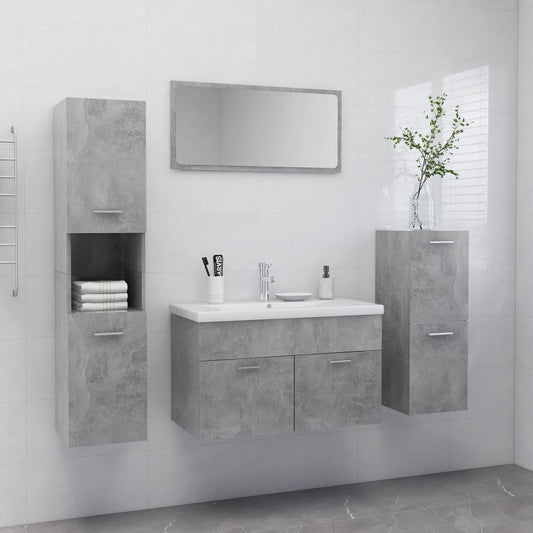 vidaXL Bathroom Furniture Set Concrete Grey Engineered Wood