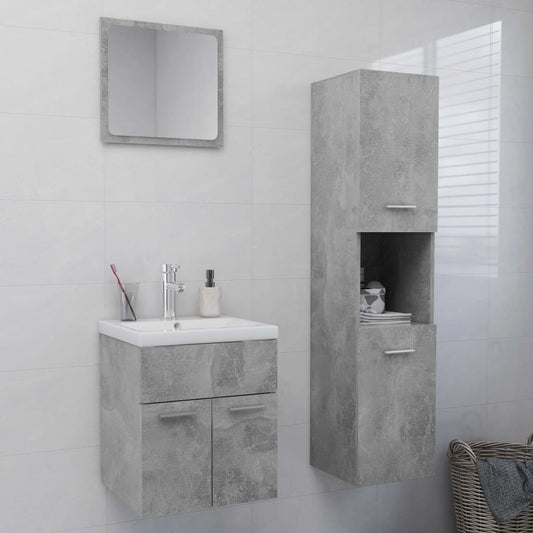 vidaXL Bathroom Furniture Set Concrete Grey Engineered Wood