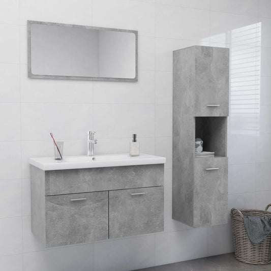 vidaXL Bathroom Furniture Set Concrete Grey Engineered Wood