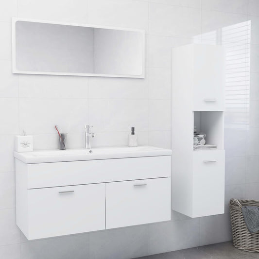 vidaXL Bathroom Furniture Set White Engineered Wood