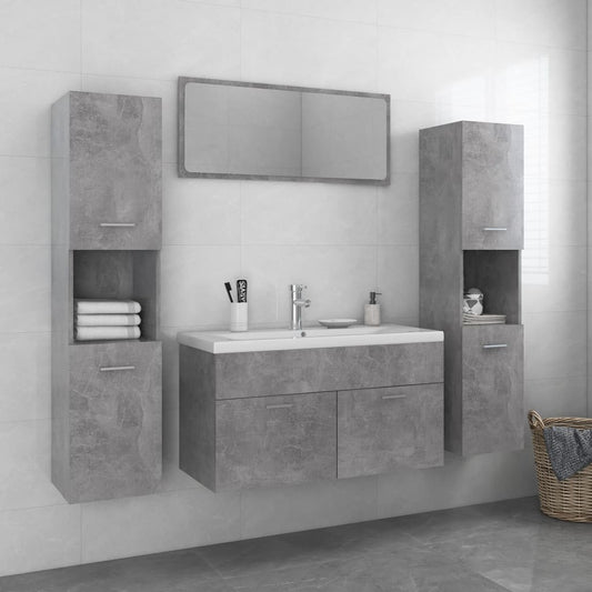 vidaXL Bathroom Furniture Set Concrete Grey Engineered Wood