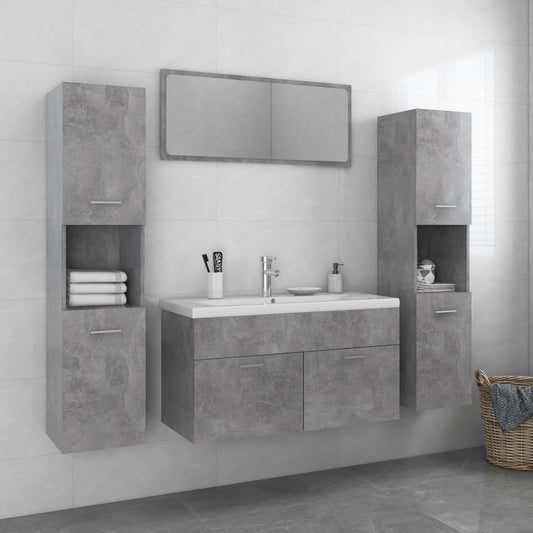 vidaXL Bathroom Furniture Set Concrete Grey Engineered Wood