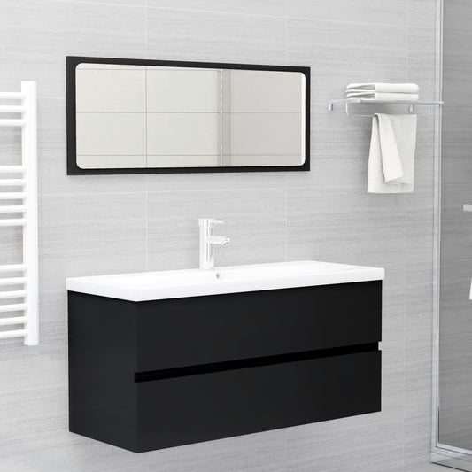 vidaXL Bathroom Furniture Set Black Engineered Wood