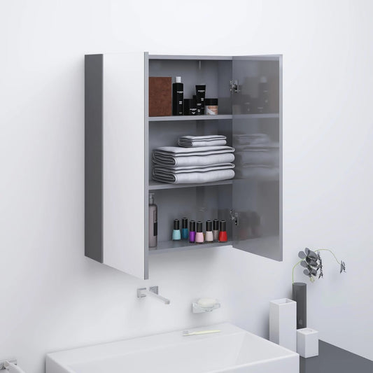 vidaXL Bathroom Mirror Cabinet 60x15x75 cm MDF Shining Grey