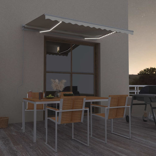 vidaXL Manual Retractable Awning with LED 300x250 cm Cream