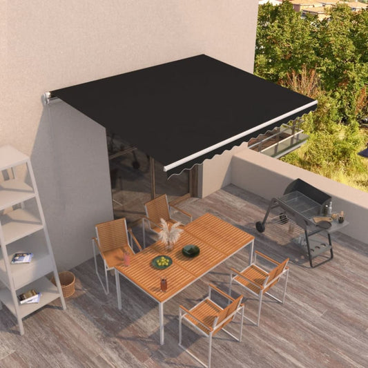 vidaXL Manual Retractable Awning 450x350 cm Anthracite
