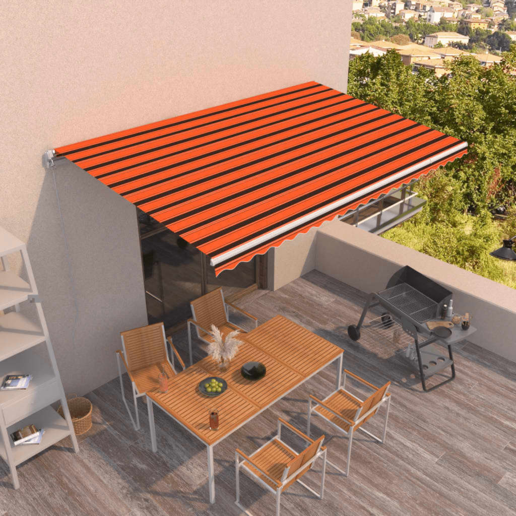 vidaXL Manual Retractable Awning 500x350 cm Orange and Brown