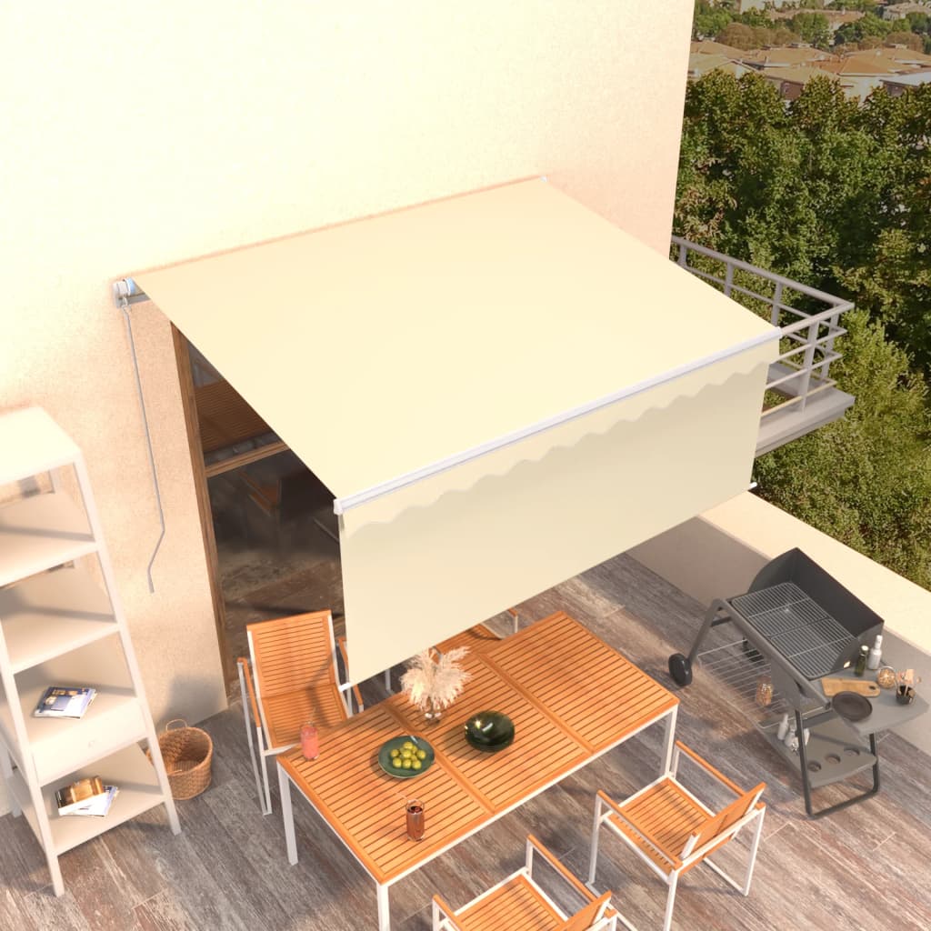 vidaXL Manual Retractable Awning with Blind 3.5x2.5m Cream