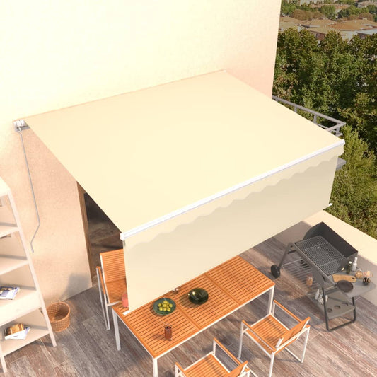 vidaXL Manual Retractable Awning with Blind 4.5x3m Cream