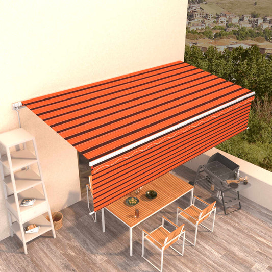 vidaXL Manual Retractable Awning with Blind 6x3m Orange&Brown