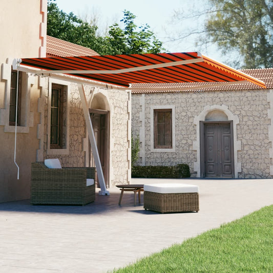 vidaXL Freestanding Manual Retractable Awning 400x300 cm Orange/Brown