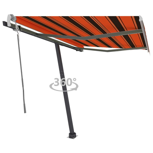 vidaXL Freestanding Manual Retractable Awning 350x250 cm Orange/Brown