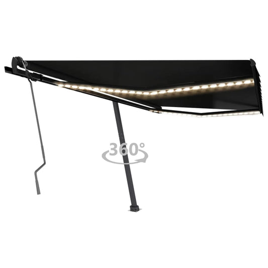 vidaXL Manual Retractable Awning with LED 400x350 cm Anthracite