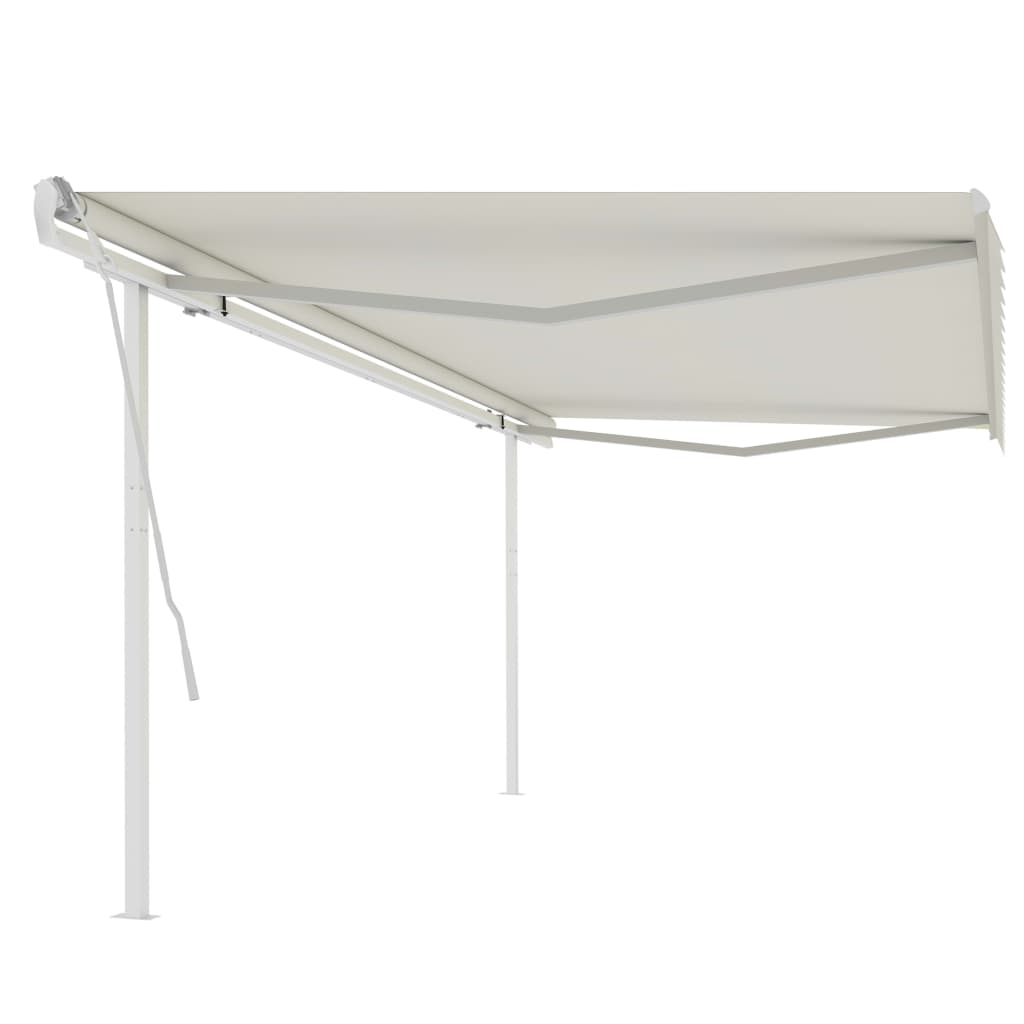 vidaXL Manual Retractable Awning with Posts 5x3 m Cream