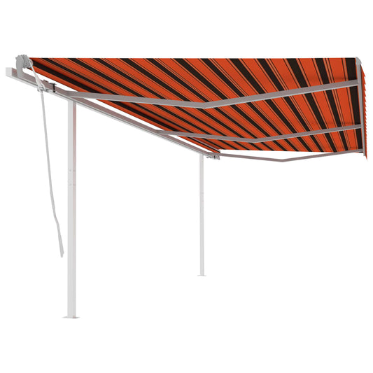 vidaXL Manual Retractable Awning with Posts 6x3 m Orange and Brown