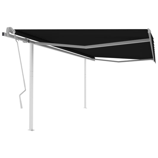 vidaXL Manual Retractable Awning with Posts 4x3.5 m Anthracite