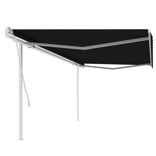 vidaXL Manual Retractable Awning with Posts 5x3.5 m Anthracite