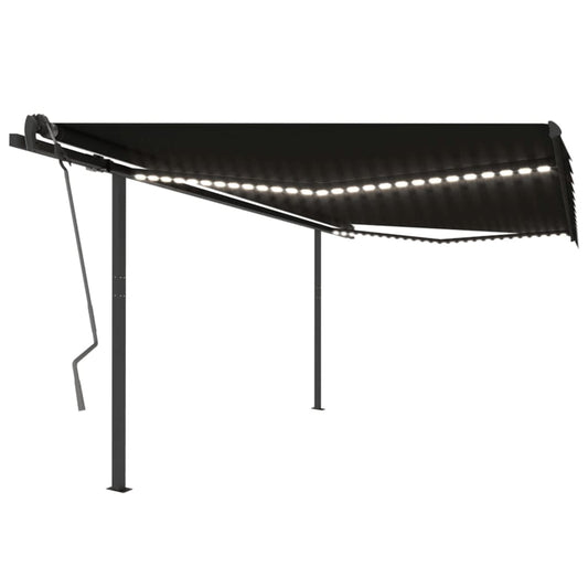 vidaXL Manual Retractable Awning with LED 4x3.5 m Anthracite
