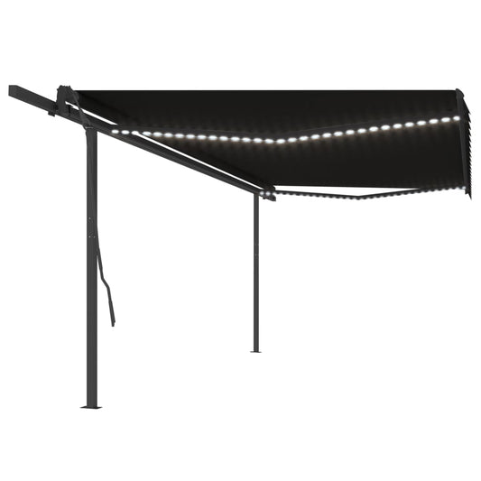 vidaXL Manual Retractable Awning with LED 5x3.5 m Anthracite