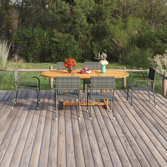 vidaXL 7 Piece Garden Dining Set Poly Rattan Anthracite