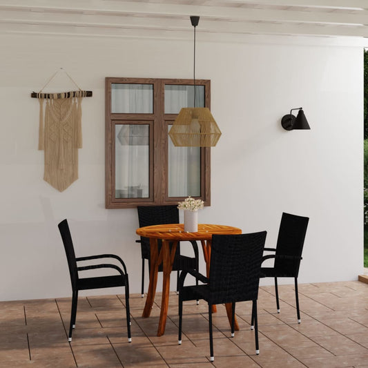 vidaXL 5 Piece Garden Dining Set Black